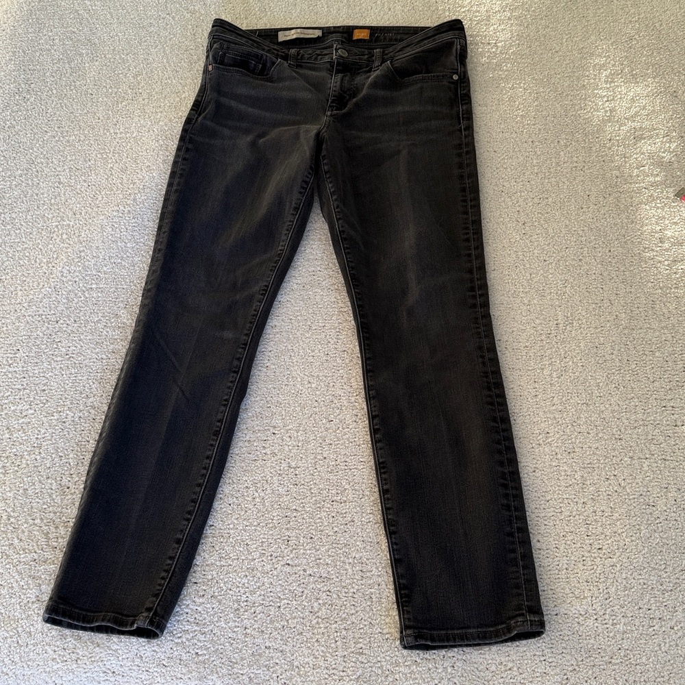 Anthropologie Pilcro and The Letterpress Jeans Charcoal Grey Mid-Rise Skinny 30